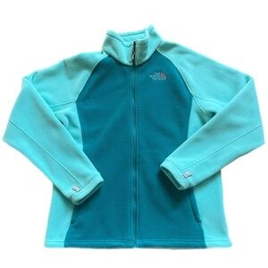 The North Face Polartec Fleece Womens Size Large Aqua Teal Full Zip Jacket
